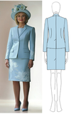Blue Bodycon Round Neck 2 Pieces Appliqued Mother of The Bride Dress