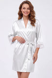 Blush Satin Robe with Lace - Getting Ready Robe for Brides & Bridesmaids