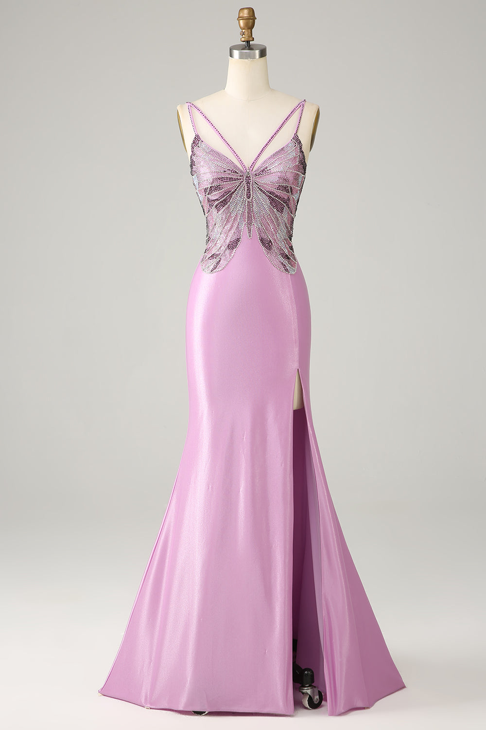 Wedtrend Women Purple Prom Dress Mermaid Spaghetti Straps Backless Butterflies Evening Dress With Slit WEDTREND Wedtrend Women Purple Prom Dress Mermaid Spaghetti Straps Backless Butterflies Evening Dress With Slit WEDTREND