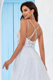 Ivory A-Line Tulle Criss-Cross Straps Back Wedding Dress