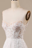 Ivory A Line Detachable Off the Shoulder Corset Tulle Wedding Dress
