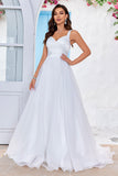 Ball-Gown/Princess Simple Organza Scoop Neck Sweep Train Wedding Dress