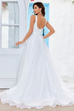 Ball-Gown/Princess Simple Organza Scoop Neck Sweep Train Wedding Dress