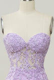 Purple Mermaid Sweetheart Neck Prom Dress With Appliques