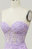 Purple Mermaid Sweetheart Neck Prom Dress With Appliques