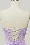 Purple Mermaid Sweetheart Neck Prom Dress With Appliques