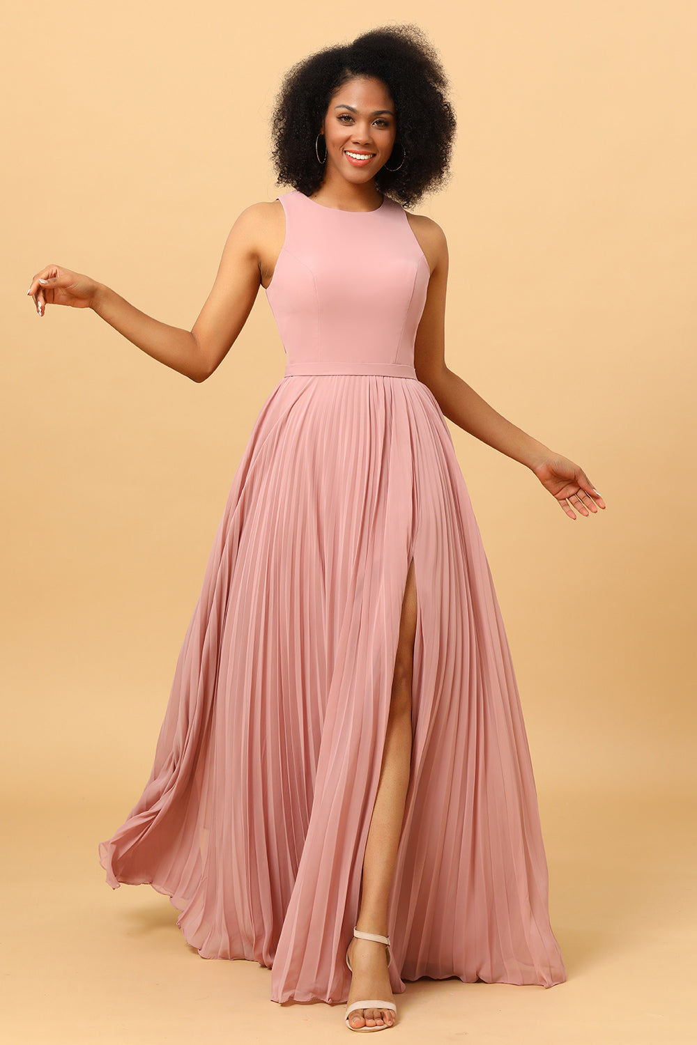 Sophisticated Chiffon Bridesmaid Dresses with High Neck Open Back –  AlfaBridal