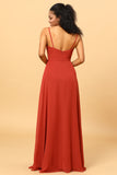 A Line Sweetheart Long Chiffon Bridesmaid Dress With Ruffle