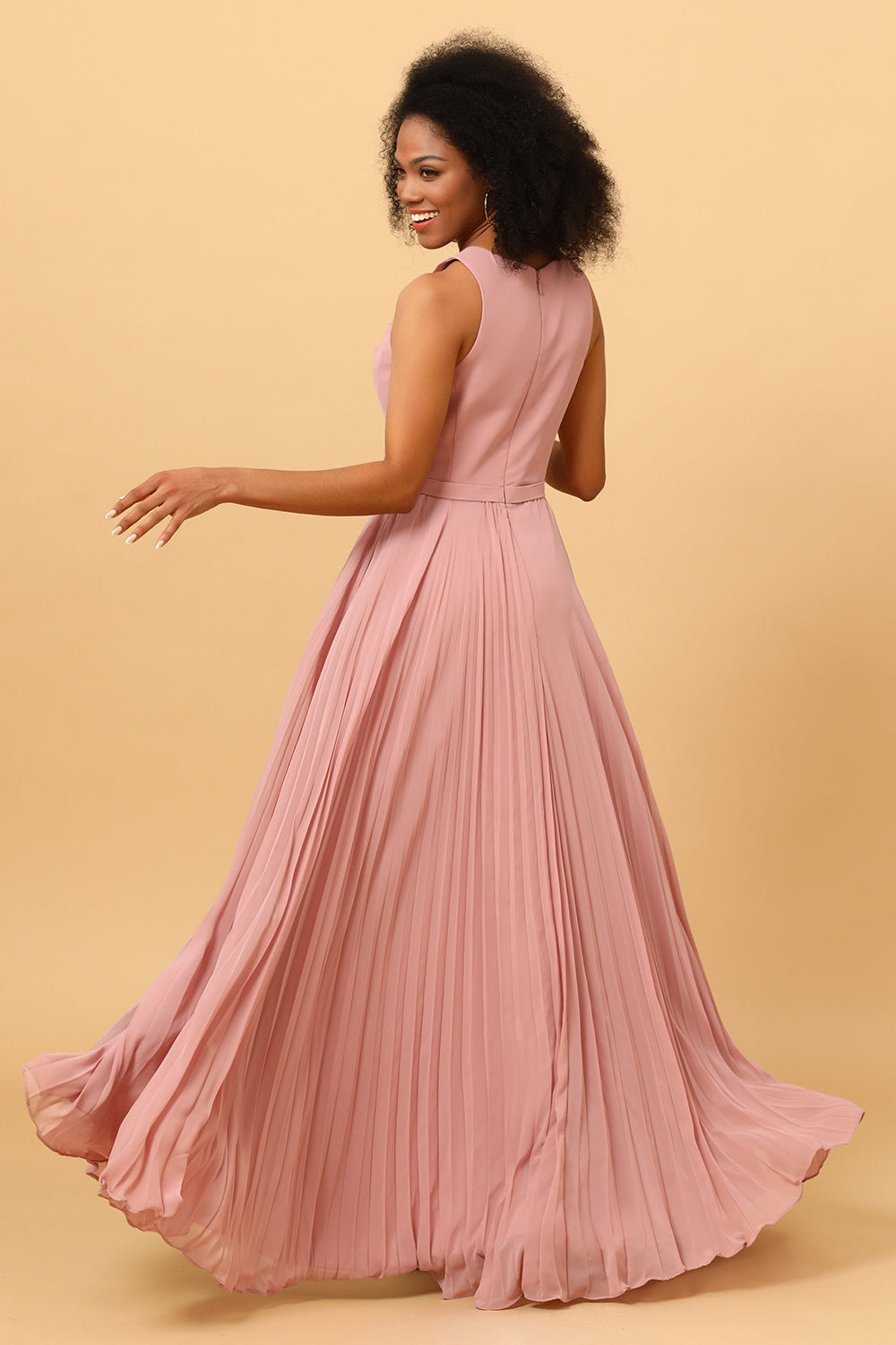 Wedtrend Women A Line High Neck Pleated Long Chiffon Bridesmaid Dress with Ruffles Formal Dress WEDTREND Wedtrend Women A Line High Neck Pleated Long Chiffon Bridesmaid Dress with Ruffles Formal Dress WEDTREND