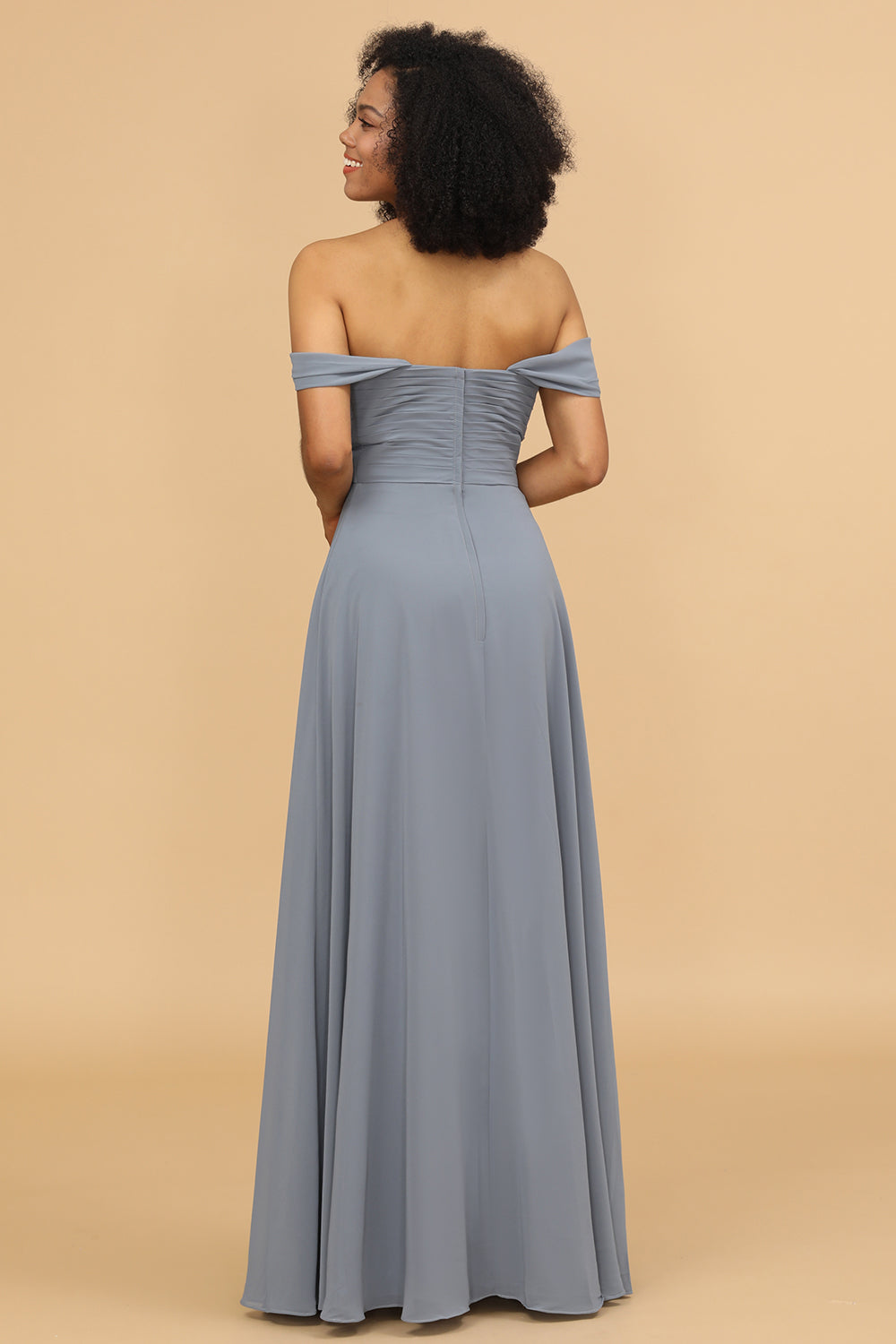 Wedtrend Women Bridesmaid Dress A Line Off the Shoulder Long Chiffon Wedding Party Formal Dress, Twilight