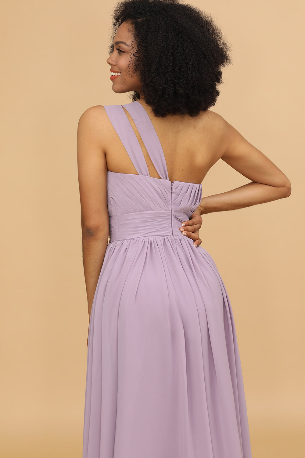 Wedtrend Women Bridesmaids Lilac A Line One Shoulder Long Chiffon Bridesmaids Dress with Ruffles WEDTREND Wedtrend Women Bridesmaids Lilac A Line One Shoulder Long Chiffon Bridesmaids Dress with Ruffles WEDTREND