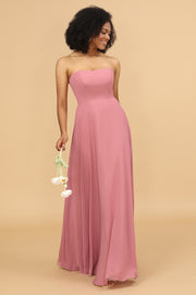 A Line Off The Shoulder Long Chiffon Bridesmaid Dress with Bowknot