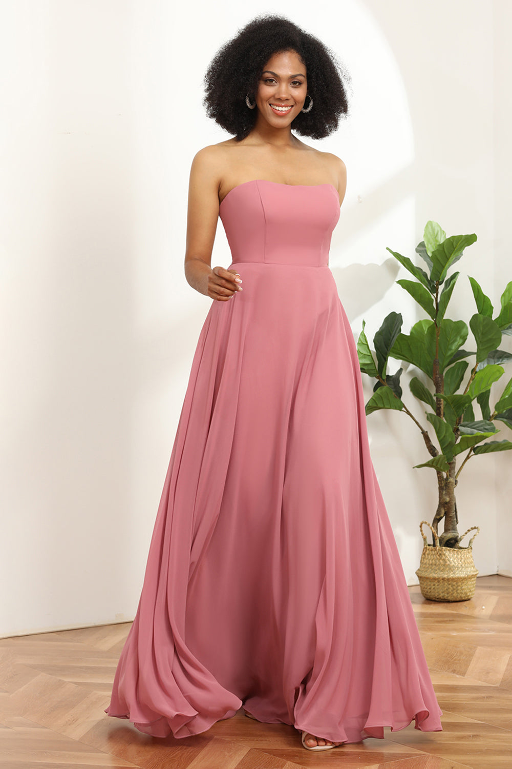 Wedtrend Women Blush Sweetheart Long Chiffon Bridesmaid Dress with Bowknot, Blush / US20W Wedtrend Women Blush Sweetheart Long Chiffon Bridesmaid Dress with Bowknot, Blush / US20W