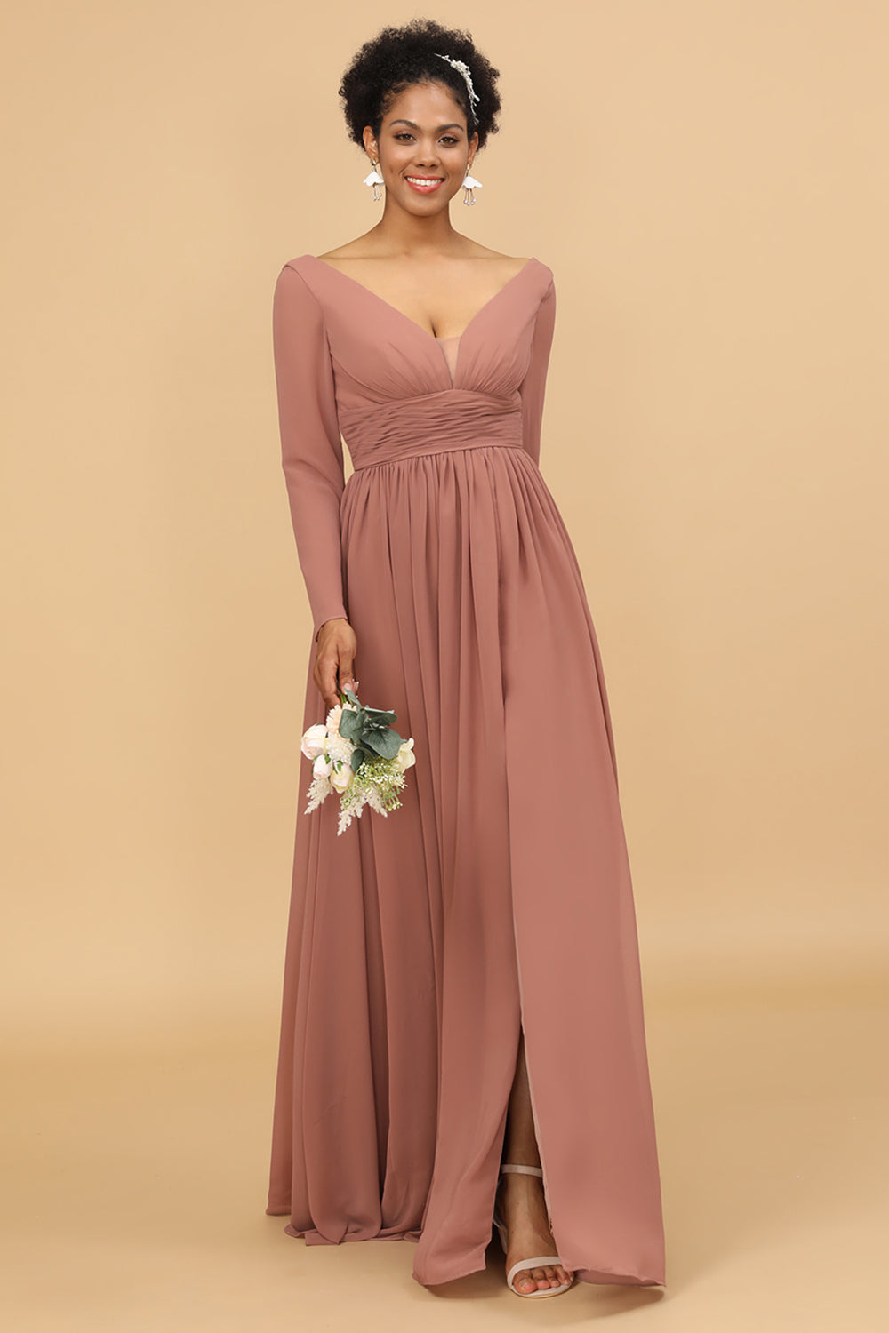 blush chiffon bridesmaid dress Azazie Ashley