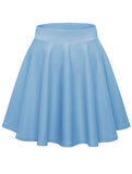 Women's Basic Versatile Stretchy A-line Flared Casual Mini Skater Skirt Solid Macaron Colors