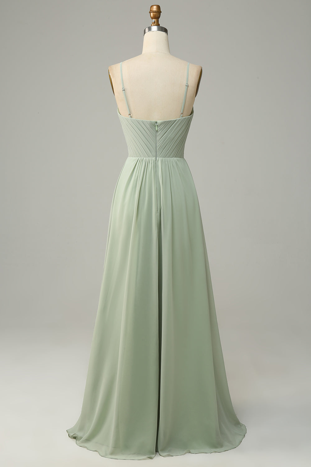 Wedtrend Women Dusty Sage Bridesmaid Dress Spaghetti Straps Sleeveless