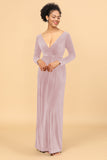 Sheath Deep V-Neck Backless Floor-Length Velvet Bridesmaid Dress