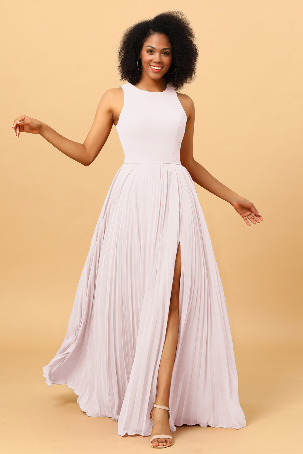Wedtrend Women A Line High Neck Pleated Long Chiffon Bridesmaid Dress with Ruffles Formal Dress WEDTREND Wedtrend Women A Line High Neck Pleated Long Chiffon Bridesmaid Dress with Ruffles Formal Dress WEDTREND