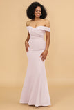 Off the Shoulder Mermaid Ruched Chiffon Bridesmaid Dress