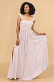 A-Line Floor Length Chiffon Bridesmaid Dress With Ruffles