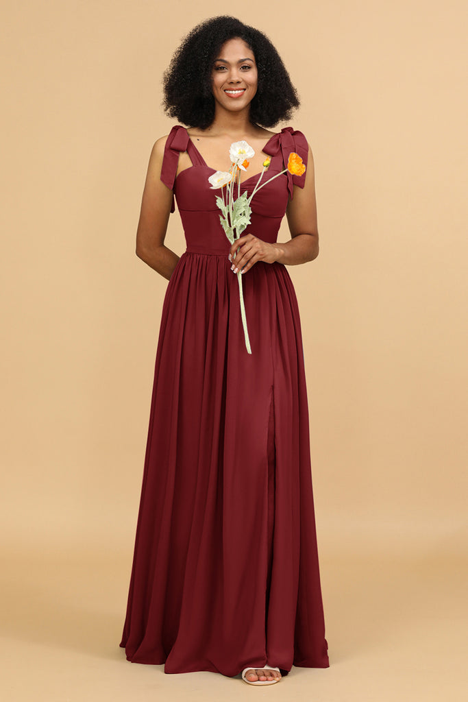 Simple Chiffon Bridesmaid Dress with Slit White main image 1