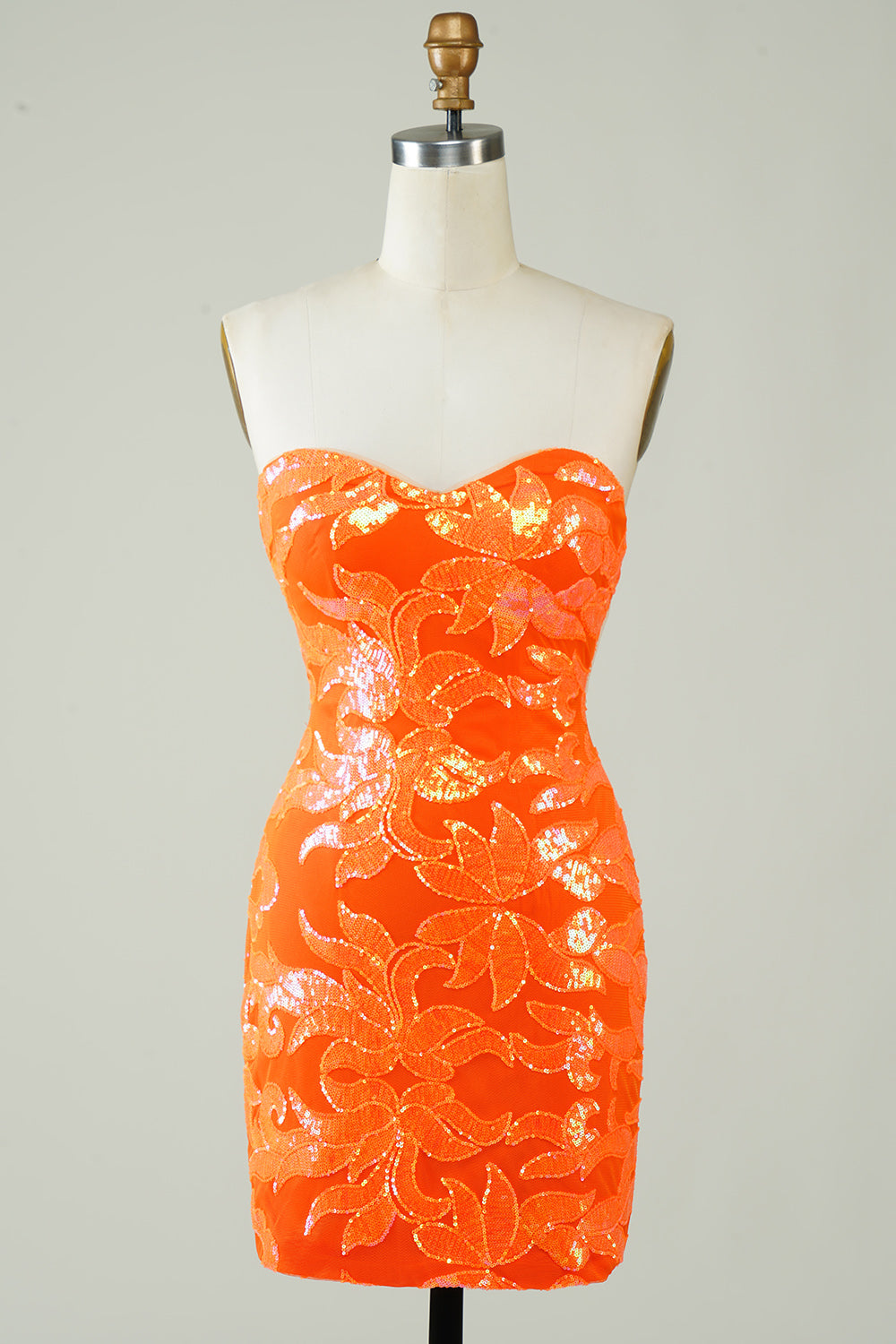 WEDTREND Women Strapless Orange Tight Homecoming Dress Sequins Sleeveless Cocktail Dress WEDTREND Women Strapless Orange Tight Homecoming Dress Sequins Sleeveless Cocktail Dress