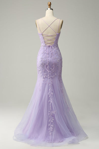 Wedtrend Women Purple Prom Dress Sweetheart Mermaid Spaghetti Straps ...