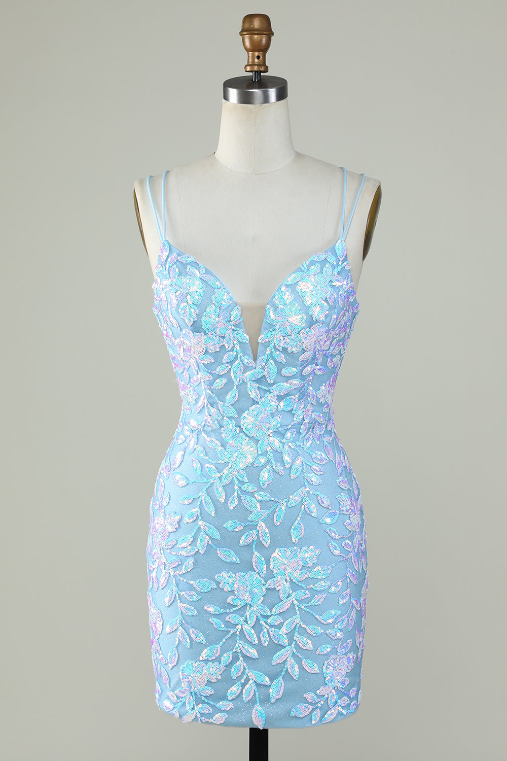 Wedtrend Women Sparkly Light Blue Homecoming Dress with Appliques Lace-Up Back Cocktail Dress WEDTREND Wedtrend Women Sparkly Light Blue Homecoming Dress with Appliques Lace-Up Back Cocktail Dress WEDTREND