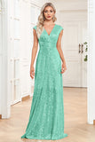 Champagne Sparkly A-Line Mother of the Bride Dress With Sleeveless