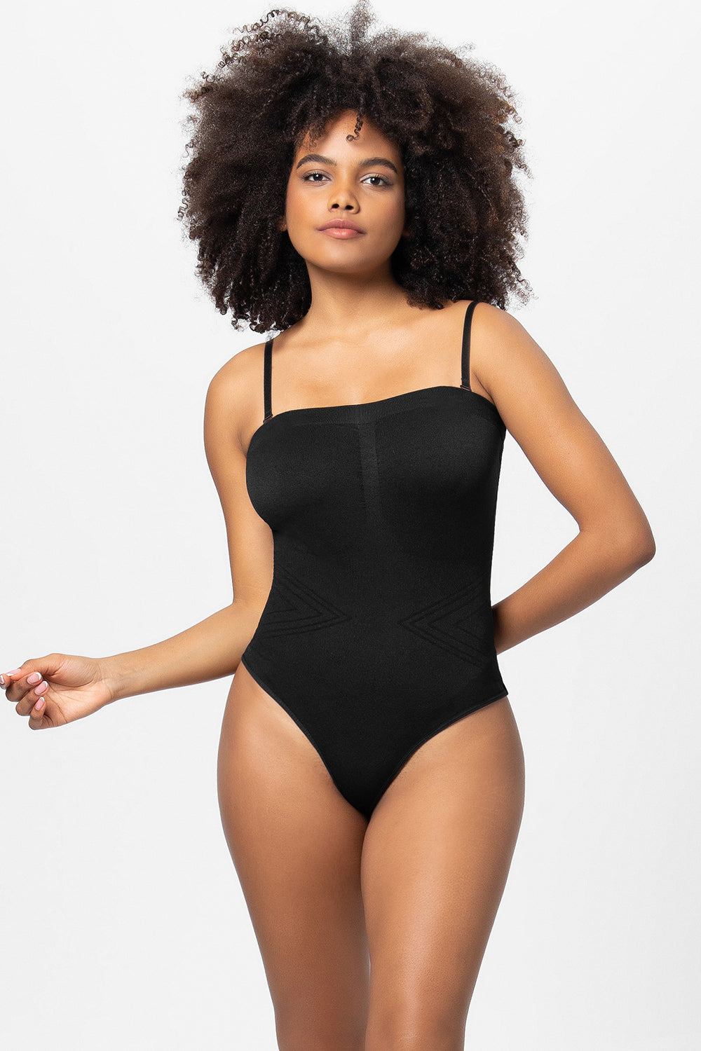 Women Strapless Bodysuit Ribbed One Piece Thong Shapewear Off Shoulder Tops  Leotard Removable Straps Tummy Control