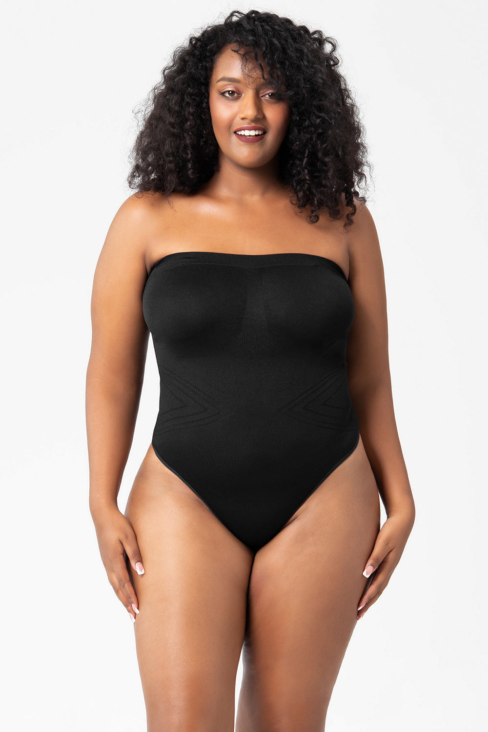 Women Strapless Bodysuit Ribbed One Piece Thong Shapewear Off Shoulder Tops  Leotard Removable Straps Tummy Control