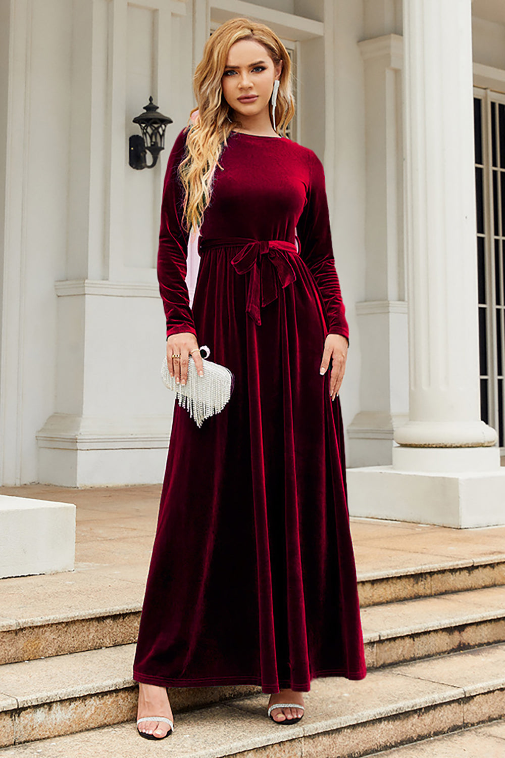velvet dinner dresses Fitted Sleeveless Velvet Slit Gown by Ladivine CD235