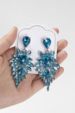 Blue Sparkly Rhinestone Drop Dangle Earrings for Prom