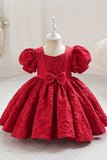 Champagne Puff Sleeves Flower Girl Dress Swing Dress