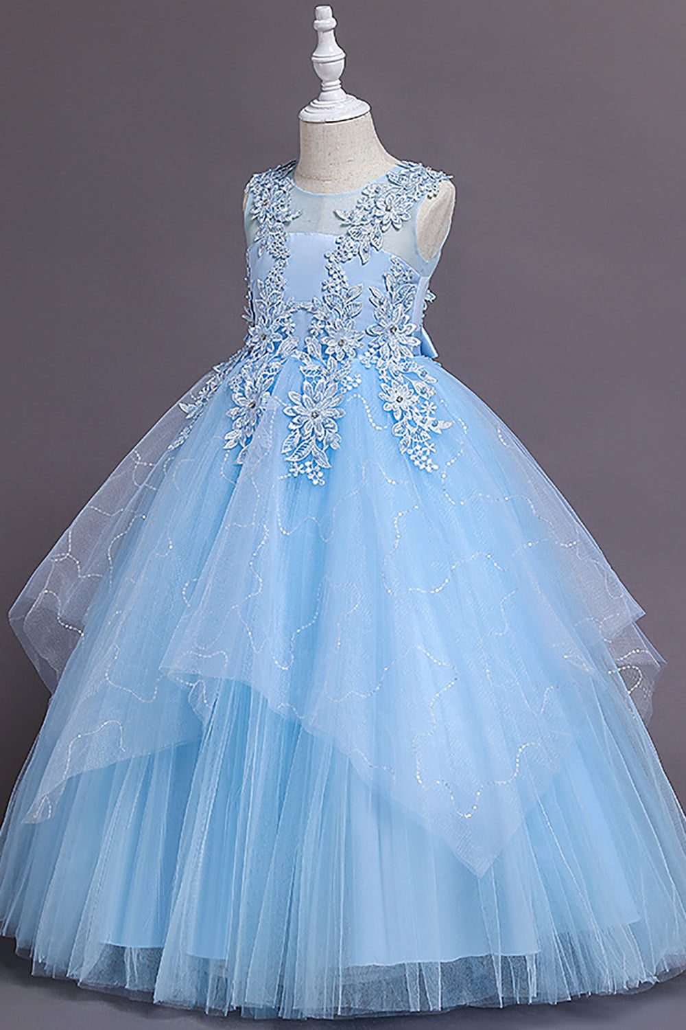 Wedtrend Tulle Light Blue Flower Girl Dress with Appliques A-Line Boat Neck Sleeveless Wedding Girl Dress WEDTREND Wedtrend Tulle Light Blue Flower Girl Dress with Appliques A-Line Boat Neck Sleeveless Wedding Girl Dress WEDTREND