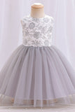 Tulle Boat Neck Sleeveless Light Green Flower Girl Dress