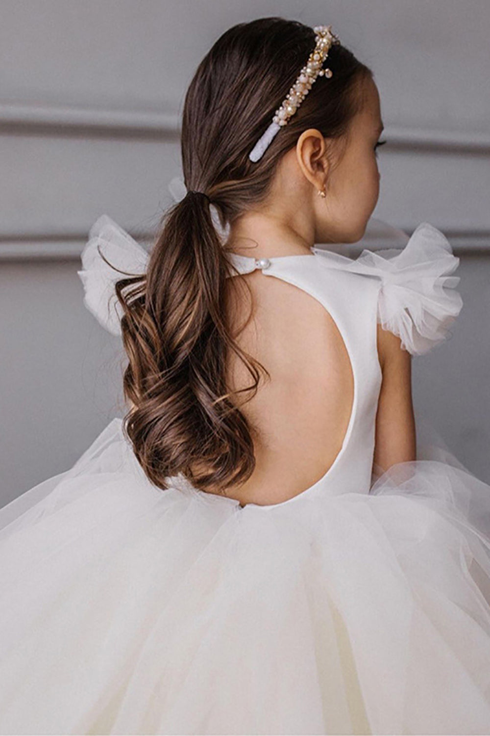 Wedtrend Light Yellow Flower Girl Dress A-Line Tulle Open Back