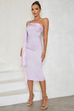 Lilac One Shoulder Bodycon Cocktail Dress with Ruffles