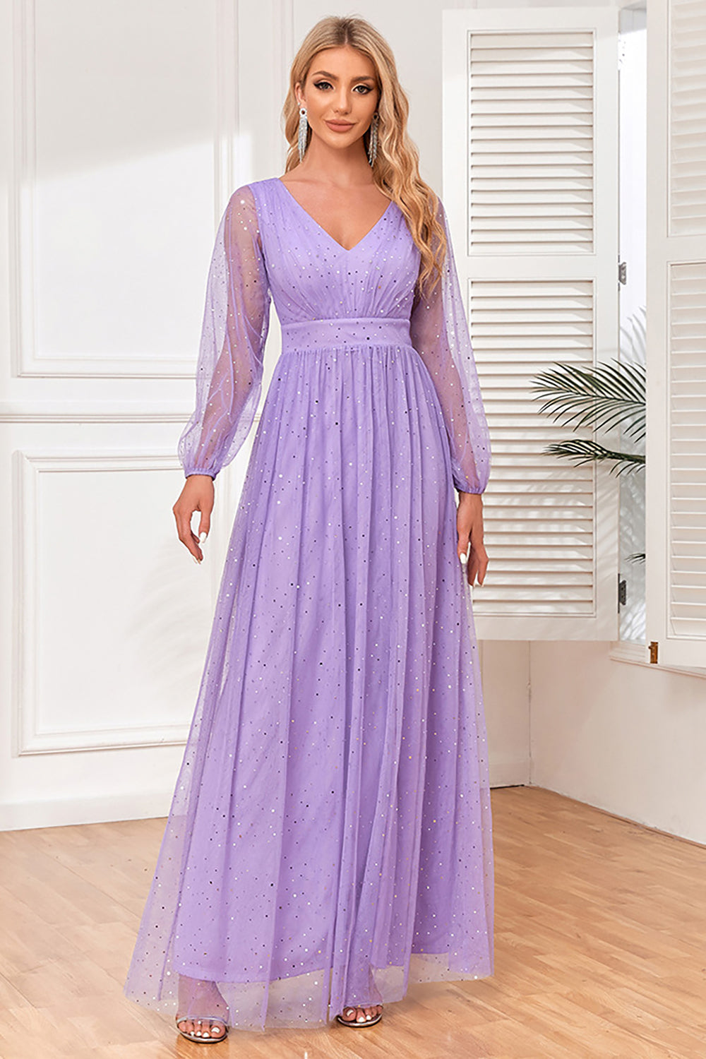 fitted lace wedding dress Wedtrend Women Lilac Formal Dress with Slit Tulle A-Line Long Sleeves Party Dress, Lilac / M fitted lace wedding dress Wedtrend Women Lilac Formal Dress with Slit Tulle A-Line Long Sleeves Party Dress, Lilac / M