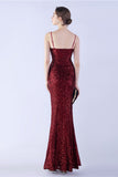 Lilac Sheath Spaghetti Straps Sequin Formal Dress With Feather