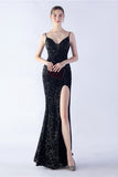 Glitter Black Mermaid Beaded Symphony Formal Dress With Side Slit
