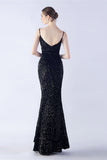 Glitter Black Mermaid Beaded Symphony Formal Dress With Side Slit
