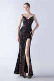 Glitter Black Mermaid Beaded Symphony Formal Dress With Side Slit