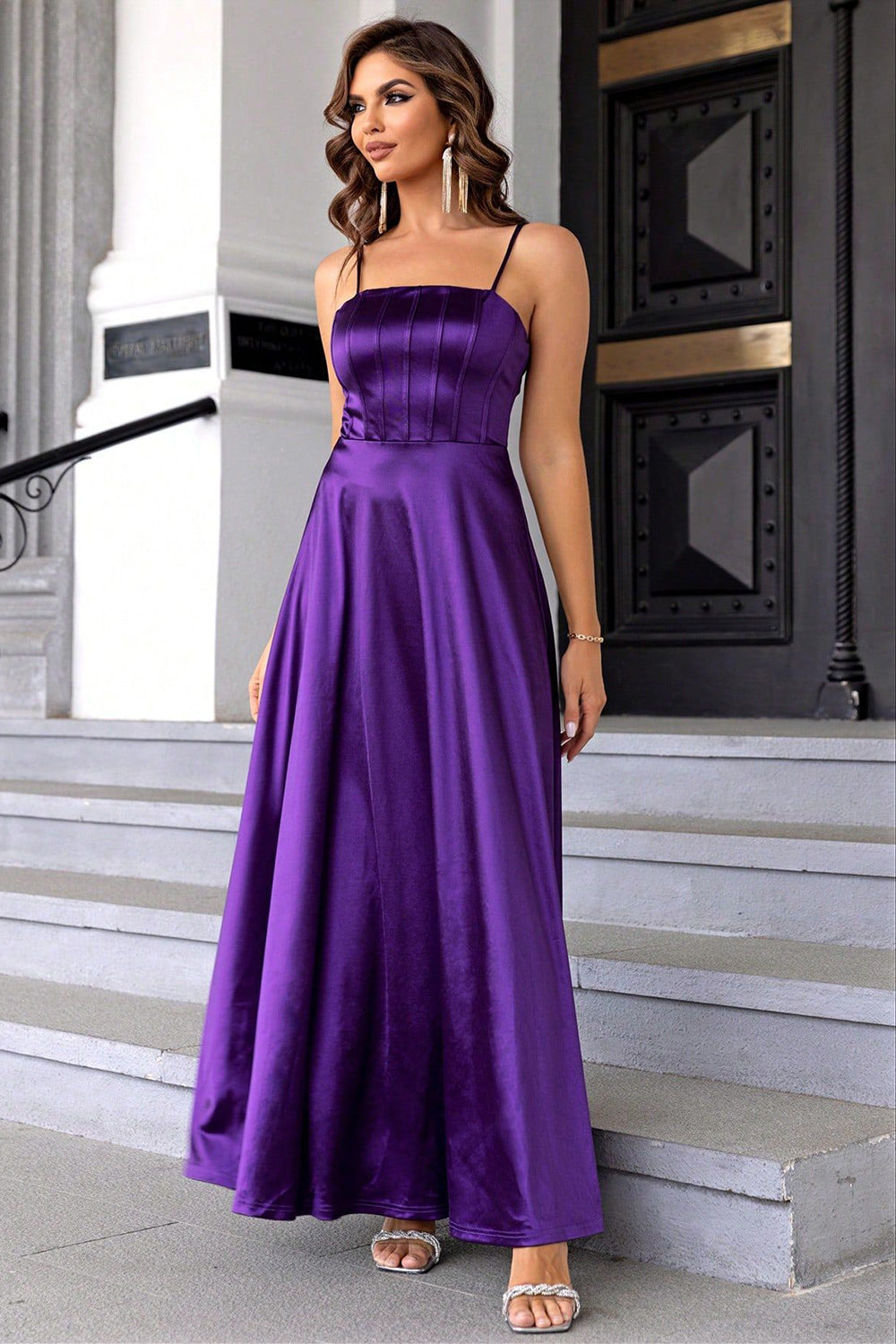 Wedtrend Women Purple Prom Dress Spaghetti Straps A-line Satin Long Evening Party Dress WEDTREND Wedtrend Women Purple Prom Dress Spaghetti Straps A-line Satin Long Evening Party Dress WEDTREND