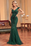 Sparkly Dark Green Mermaid Long Prom Dress