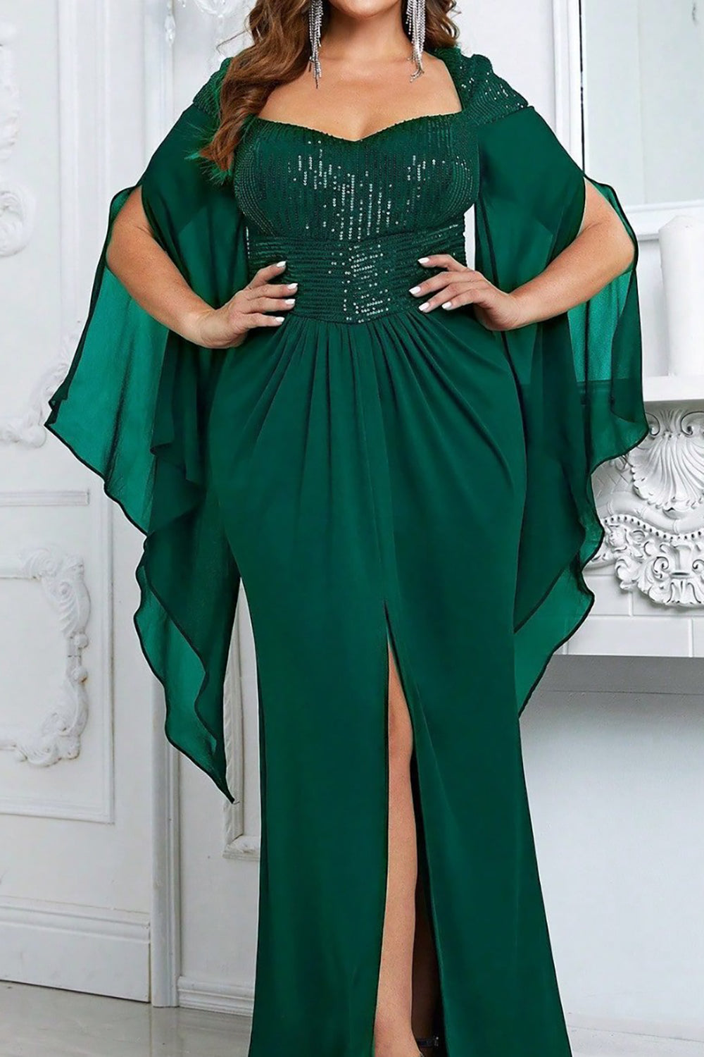 Wedtrend Women Wedding Party Dress Sequins Black Mother of the Bride Dress with Slit WEDTREND Wedtrend Women Wedding Party Dress Sequins Black Mother of the Bride Dress with Slit WEDTREND