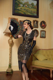 Black Golden Retro Sequin Party Dress
