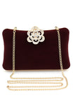 Burgundy Velvet Shoulder Chain Bag