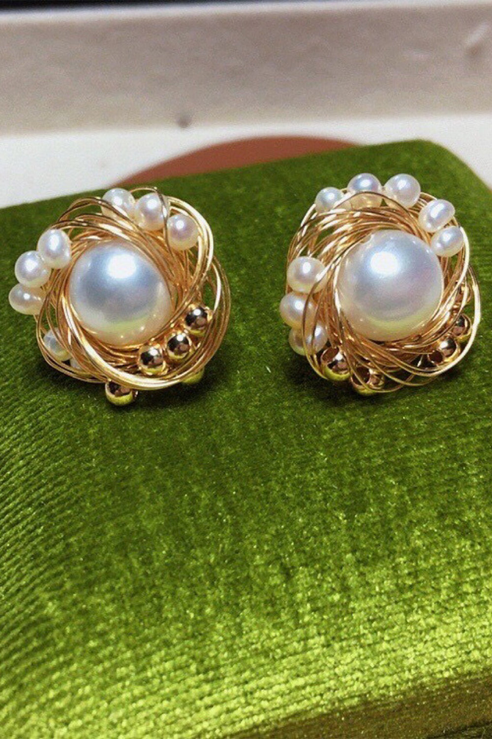 White Natural Pearls Metal Earrings Wedding Party Jewelry