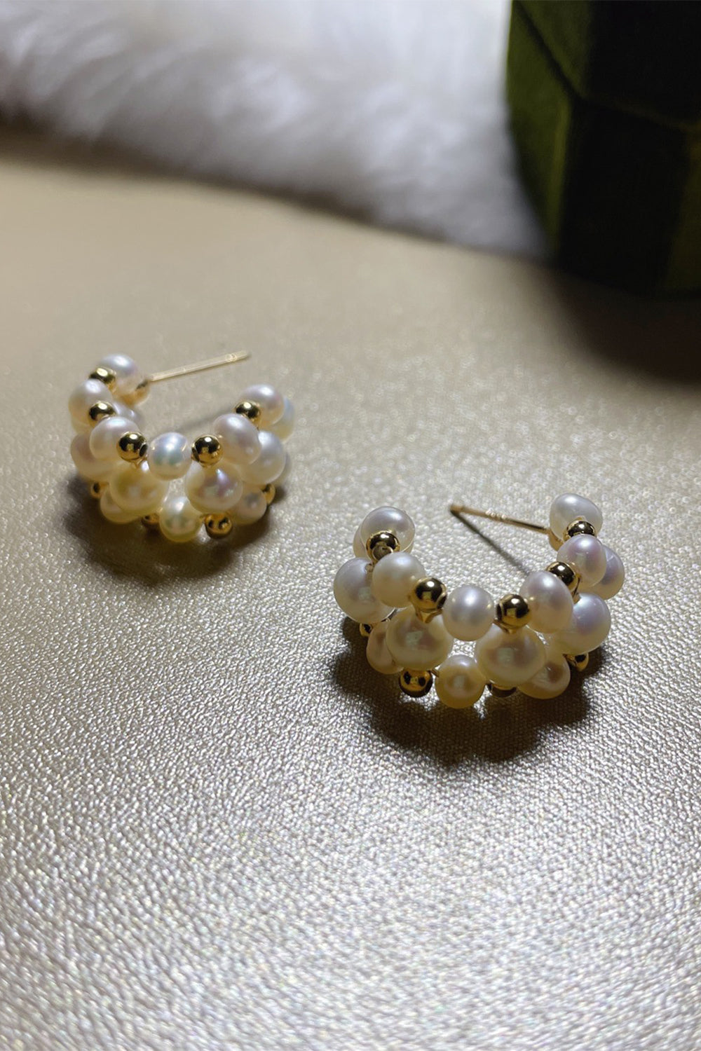 Vintage Pearl Hoop Earrings Wedding Party Jewelry